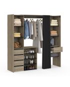 Dressing Justine extensible 120 - 180cm double colonne 5 tiroirs effet bois - 120/180x50x180 cm