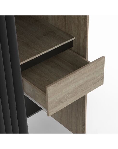 Dressing Justine extensible 120 - 180cm double colonne 5 tiroirs effet bois - 120/180x50x180 cm