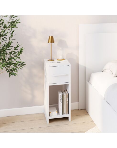 Tables de chevet Uma 1 tiroir - lot de 2 blanches - 20x30x50 cm