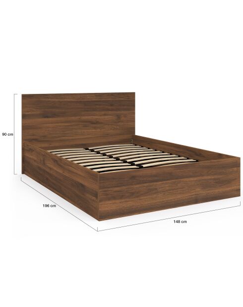 Lit coffre Sicilia effet bois noyer - 140x190cm