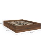 Lit coffre Malta effet bois noyer - 140x190 cm