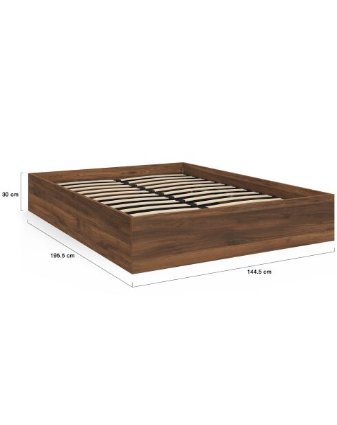 Lit coffre Malta effet bois noyer - 140x190 cm