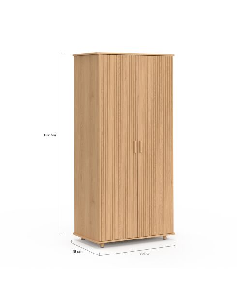 Armoire penderie Albane 2 portes bois - 80x48x167 cm