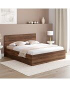 Lit coffre Sicilia effet bois noyer - 160x200cm