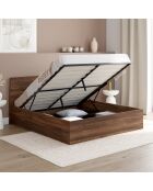 Lit coffre Sicilia effet bois noyer - 160x200cm