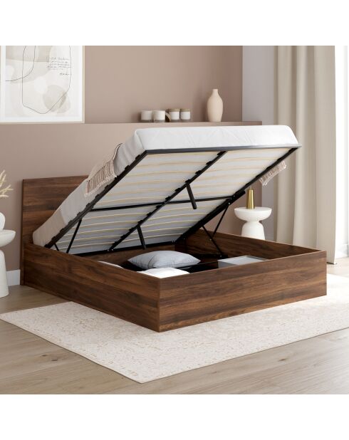 Lit coffre Sicilia effet bois noyer - 160x200cm