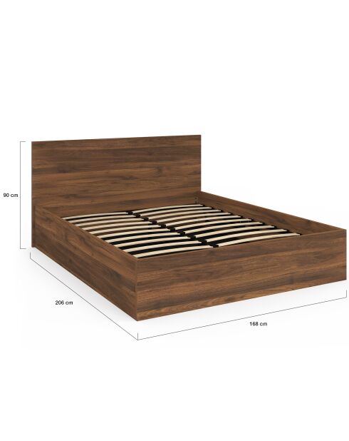 Lit coffre Sicilia effet bois noyer - 160x200cm
