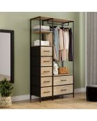 Dressing Iris penderie et 7 tiroirs bois/noir- 90x40x167 cm