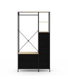 Dressing Iris penderie et 7 tiroirs bois/noir- 90x40x167 cm