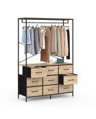 Dressing Iris penderie et 9 tiroirs bois/noir - 113x40x167 cm
