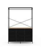 Dressing Iris penderie et 9 tiroirs bois/noir - 113x40x167 cm
