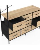 Dressing Iris penderie et 9 tiroirs bois/noir - 113x40x167 cm