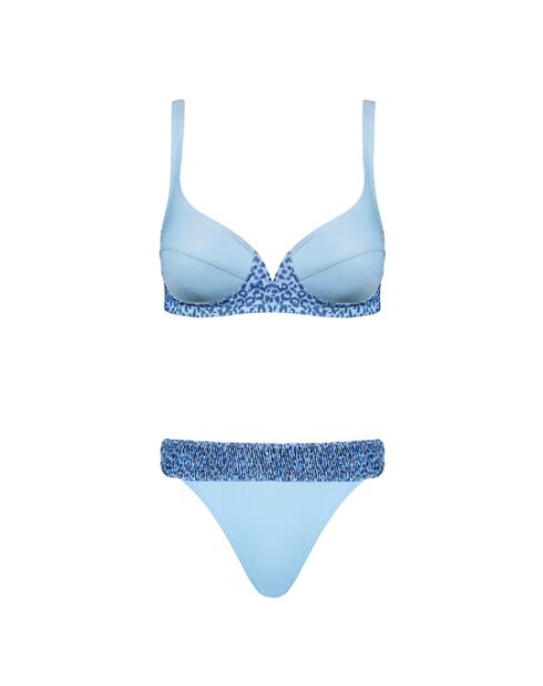 Suaeda luipaardblauwe bikinitop met balkonnet