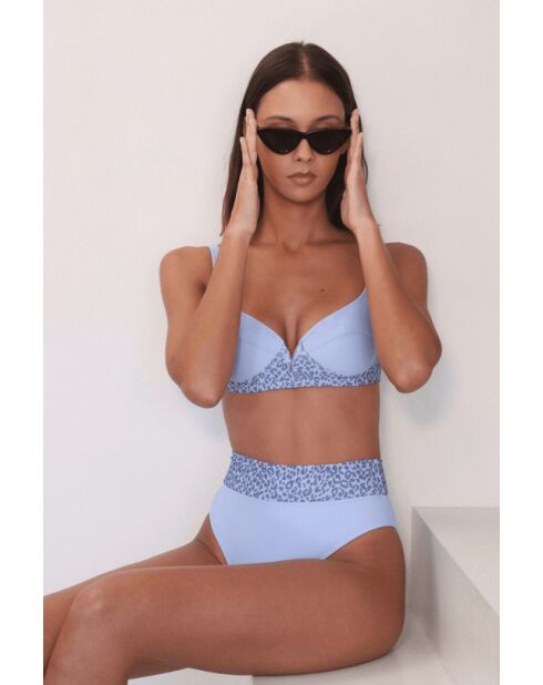 Suaeda luipaardblauwe bikinitop met balkonnet