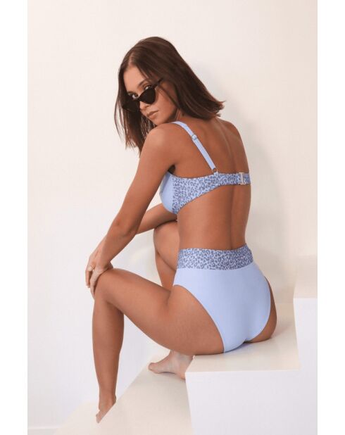 Suaeda luipaardblauwe bikinitop met balkonnet
