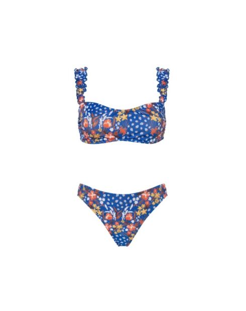 Top de bikini bralette azul castaño