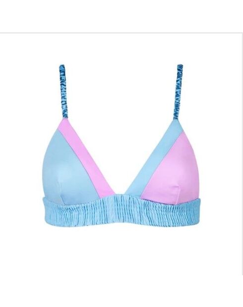Althéa Leopard Asymmetrisches Triangel-Bikinioberteil in Lila/Blau