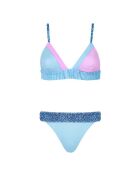 Althéa Leopard Asymmetrisches Triangel-Bikinioberteil in Lila/Blau