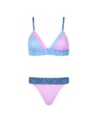 Althéa Leopard Asymmetrisches Triangel-Bikinioberteil in Lila/Blau