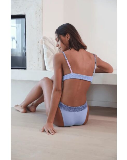 Althéa Leopard Asymmetrisches Triangel-Bikinioberteil in Lila/Blau