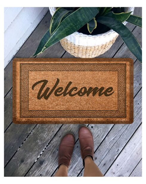 Paillasson en PVC Dekoratif Welcome Kahverengi Kapı O¨nu¨ Paspası marron - 45x65 cm