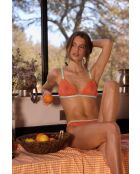 Triángulo con volantes de goma naranja