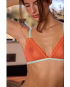 Triángulo con volantes de goma naranja