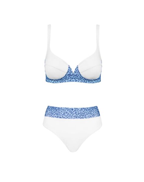 Haut de maillot balconnet Suaeda léopard blanc