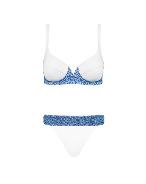Haut de maillot balconnet Suaeda léopard blanc