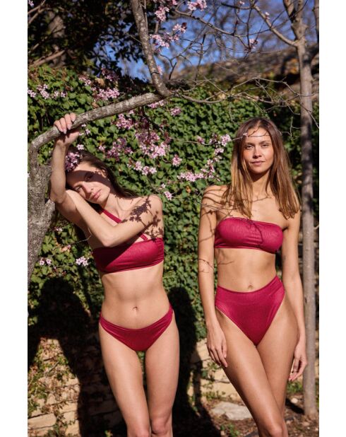 Haut de maillot bandeau Alma framboise