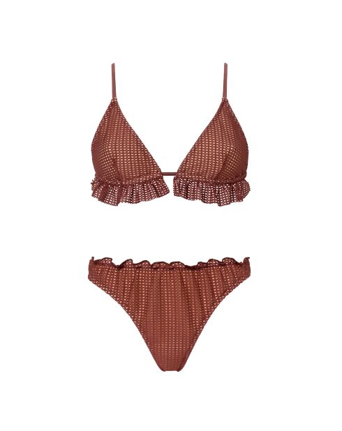 Rosie glänzendes braunes Triangel-Bikinioberteil