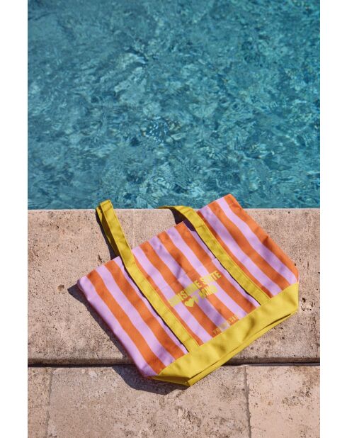 Sac de Plage rose rayé - 45 x 35 x 15cm