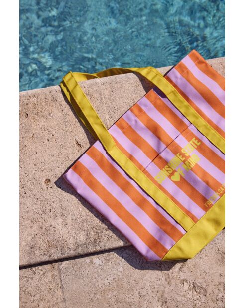Sac de Plage rose rayé - 45 x 35 x 15cm