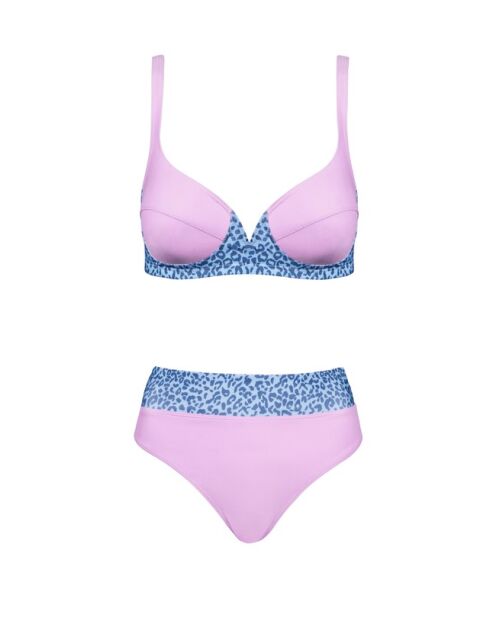 Haut de maillot balconnet Suaeda léopard lilas
