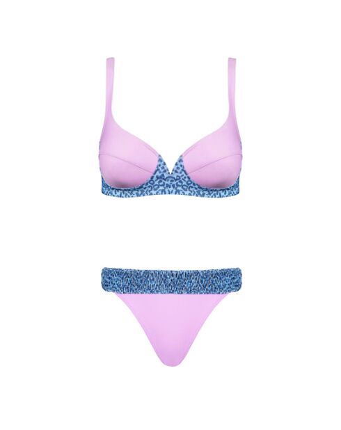 Haut de maillot balconnet Suaeda léopard lilas