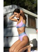 Haut de maillot balconnet Suaeda léopard lilas