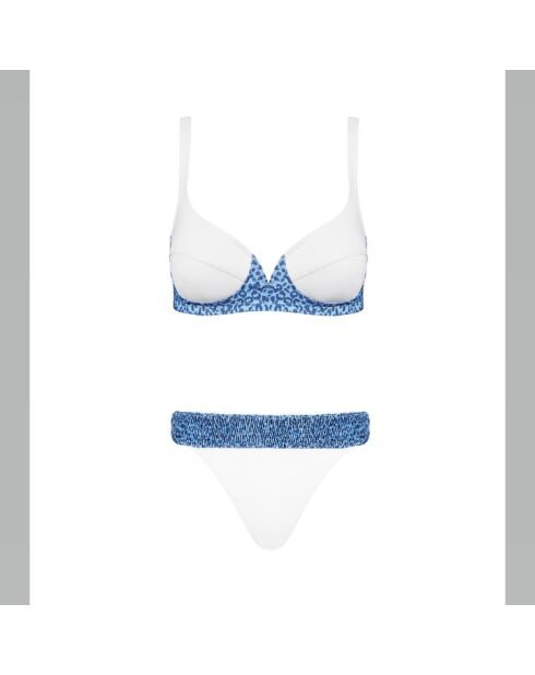 Haut de maillot triangle Althéa Léopard Asymétrique bleu / blanc