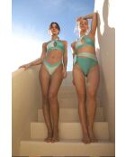 Top de baño cruzado con bufanda azul y verde Maneby