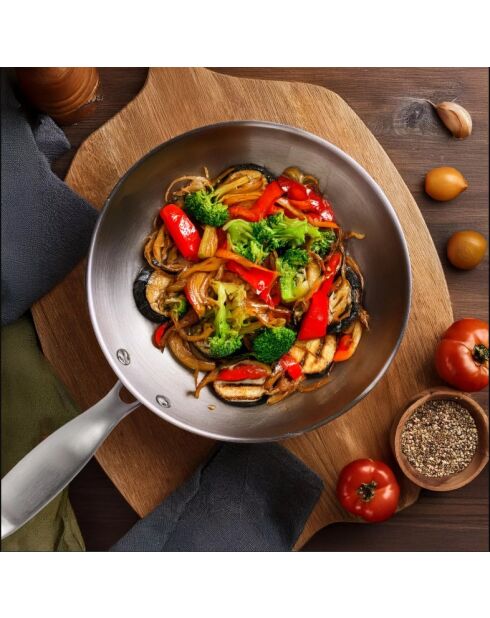 Wok inox Gourmet argenté - D.24cm