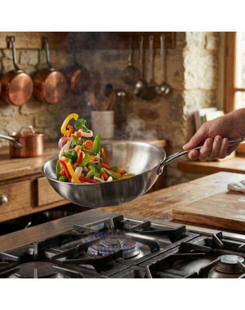 Wok inox Gourmet argenté - D.24cm