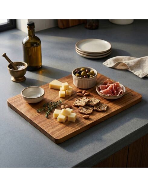 Planche à découper rectangulaire avec rigole Edgar marron - 39 x 28 x 1.5 cm