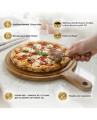 Planche à pizza ronde avec rigole et poignée Fiorenza marron - 33 cm