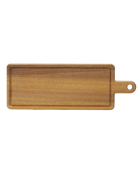 Planche à découper rectangulaire avec rigole et poignée Célestin marron - 48 x 17 x 1.5 cm