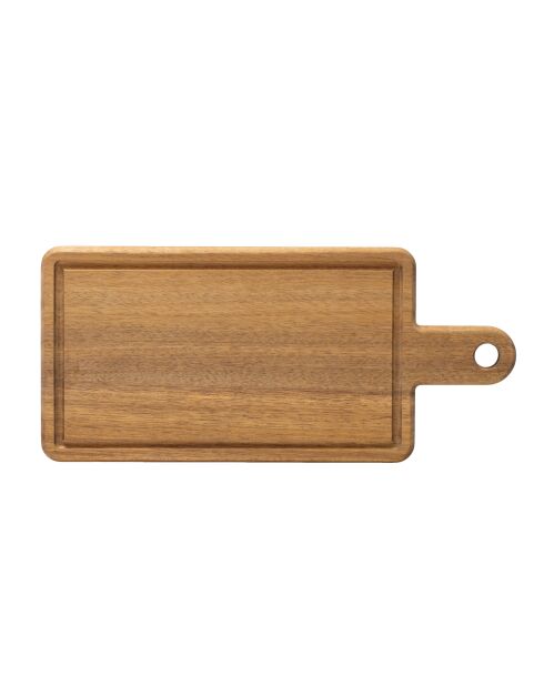 Planche à découper rectangulaire avec poignées et rigole Félicie marron - 37.5 x 17 x 1.5 cm