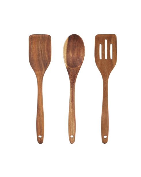 Set de 3 ustensiles en bois d'acacia Emile marron - 30.5x5x5 cm