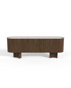 Buffet Bosco marbre blanc naturel et bois noyer foncé - 221x45.5x80.5 cm