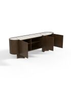 Buffet Bosco marbre blanc naturel et bois noyer foncé - 221x45.5x80.5 cm