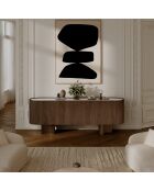 Buffet Bosco marbre blanc naturel et bois noyer foncé - 221x45.5x80.5 cm