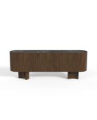 Buffet Bosco marbre noir naturel et bois noyer foncé - 221x45.5x80.5 cm