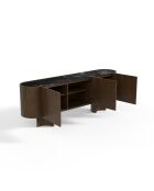 Buffet Bosco marbre noir naturel et bois noyer foncé - 221x45.5x80.5 cm